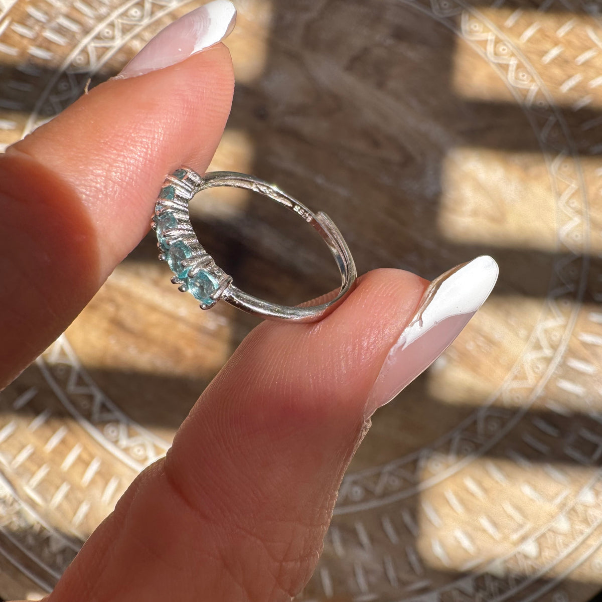 Blue Apatite 925 Silver Adjustable Ring