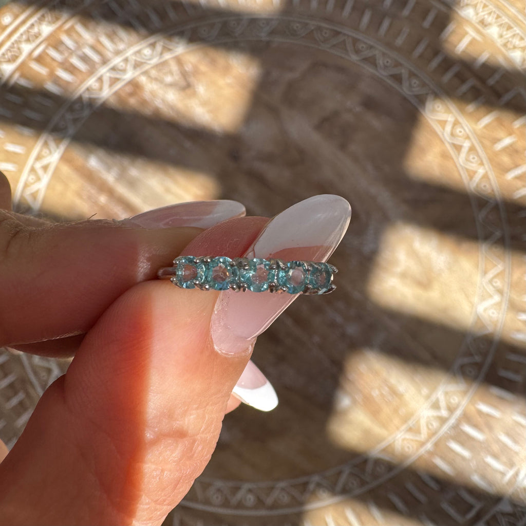 Blue Apatite 925 Silver Adjustable Ring