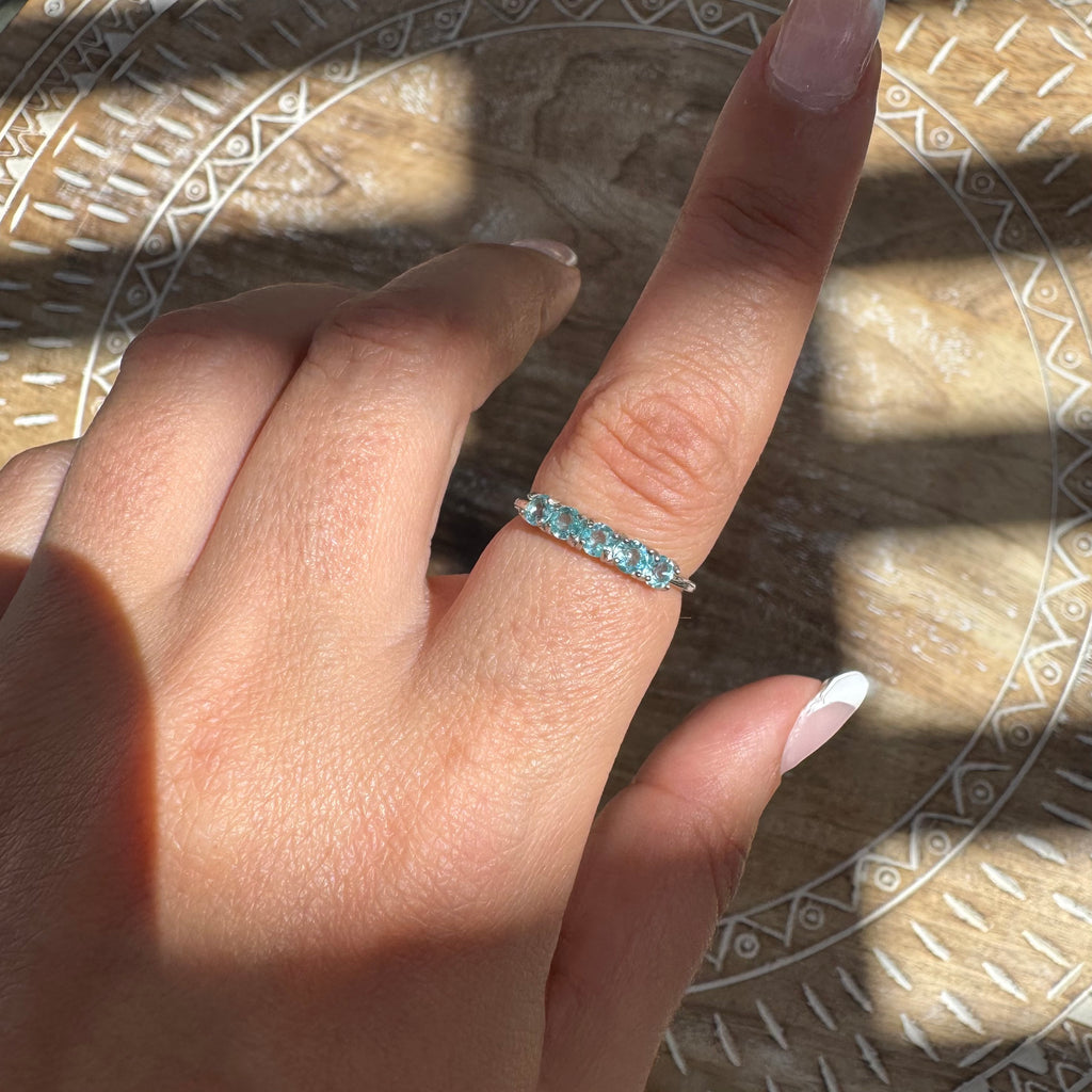 Blue Apatite 925 Silver Adjustable Ring