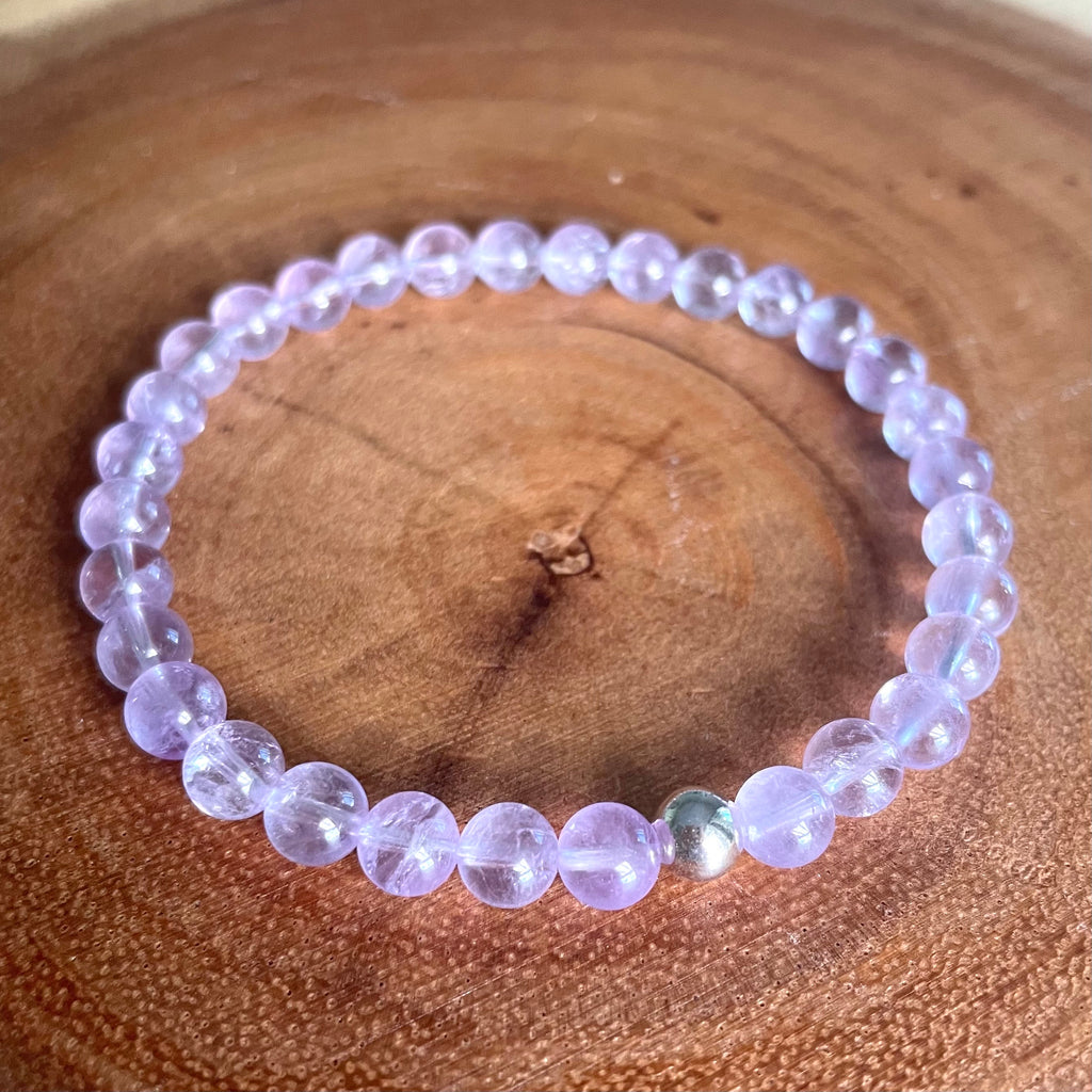 AAA+ High Quality Lavender Amethyst Bracelet with Sterling Silver - AAA+ Lavender Amethyst Bracelet - 6mm Amethyst Crystal Bracelet
