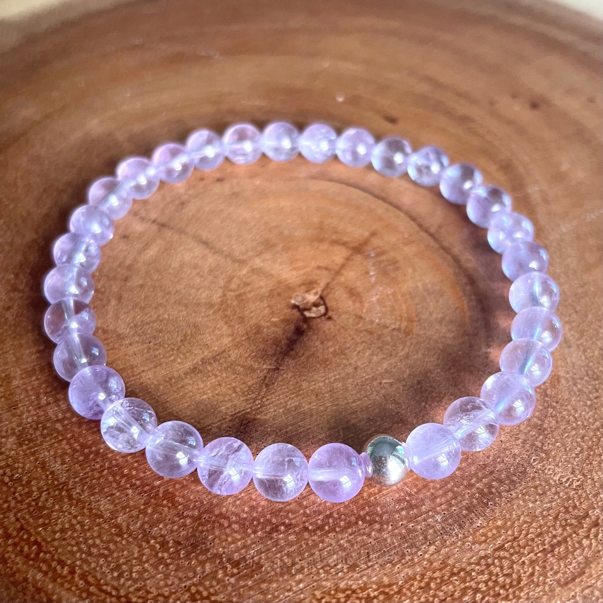 AAA+ High Quality Lavender Amethyst Bracelet with Sterling Silver - AAA+ Lavender Amethyst Bracelet - 6mm Amethyst Crystal Bracelet