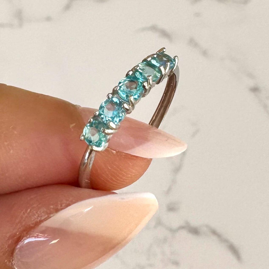 Blue Apatite 925 Silver Adjustable Ring