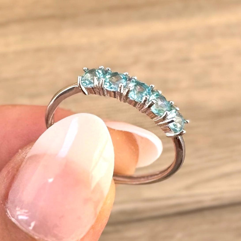 Blue Apatite 925 Silver Adjustable Ring