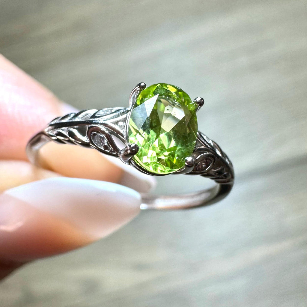 Natural Peridot 925 Silver Adjustable Ring
