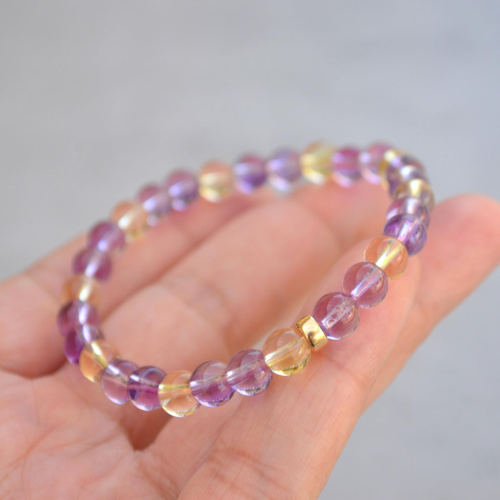 Amethyst and Citrine Bracelet with 14k Gold Filled - 14k Gold Filled Amethyst & Citrine Bracelet - Amethyst + Citrine Crystal Bracelet
