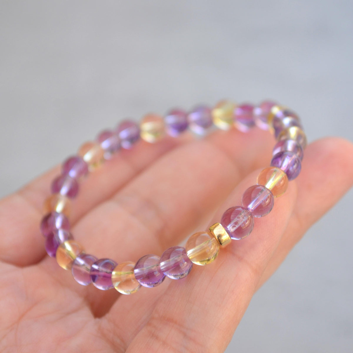 Amethyst and Citrine Bracelet with 14k Gold Filled - 14k Gold Filled Amethyst & Citrine Bracelet - Amethyst + Citrine Crystal Bracelet