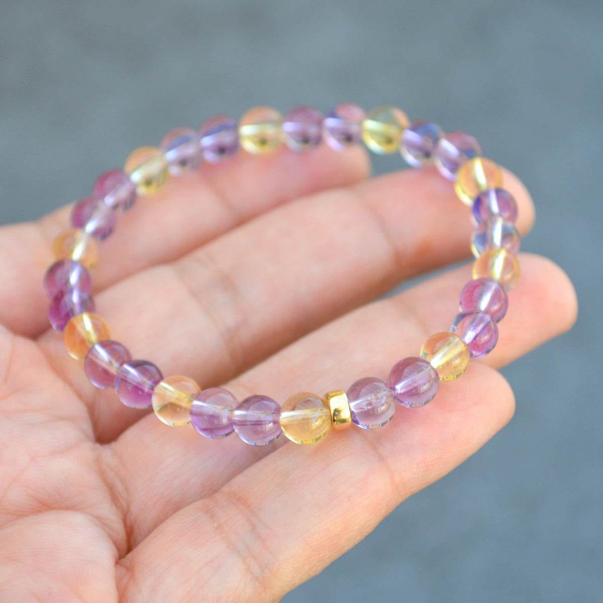 Amethyst and Citrine Bracelet with 14k Gold Filled - 14k Gold Filled Amethyst & Citrine Bracelet - Amethyst + Citrine Crystal Bracelet