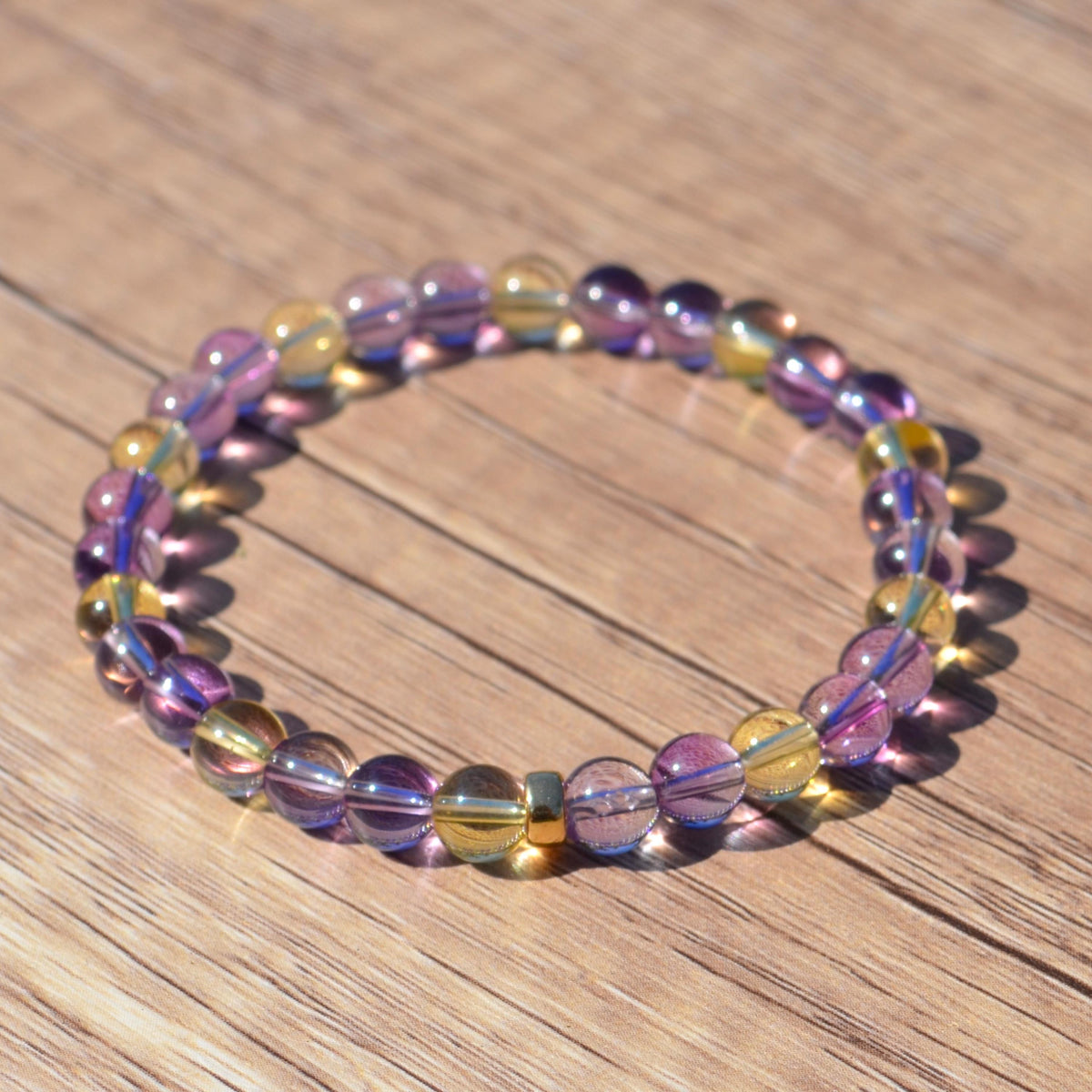 Amethyst and Citrine Bracelet with 14k Gold Filled - 14k Gold Filled Amethyst & Citrine Bracelet - Amethyst + Citrine Crystal Bracelet