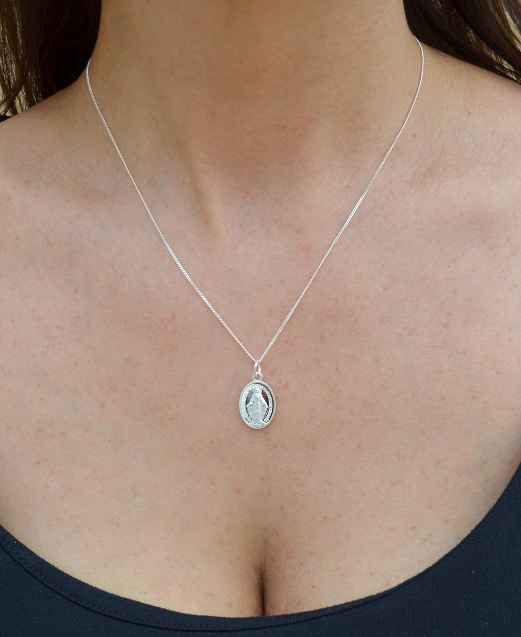Pure 925 Sterling Silver Virgin Mary Necklace - Virgin Mary Necklace - Virgin Mary Medallion Pendant
