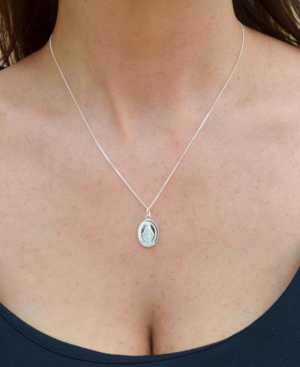 Pure 925 Sterling Silver Virgin Mary Necklace - Virgin Mary Necklace - Virgin Mary Medallion Pendant