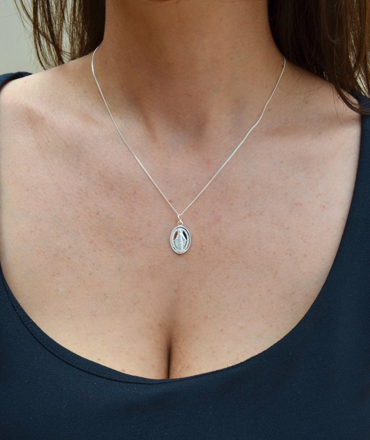 Pure 925 Sterling Silver Virgin Mary Necklace - Virgin Mary Necklace - Virgin Mary Medallion Pendant