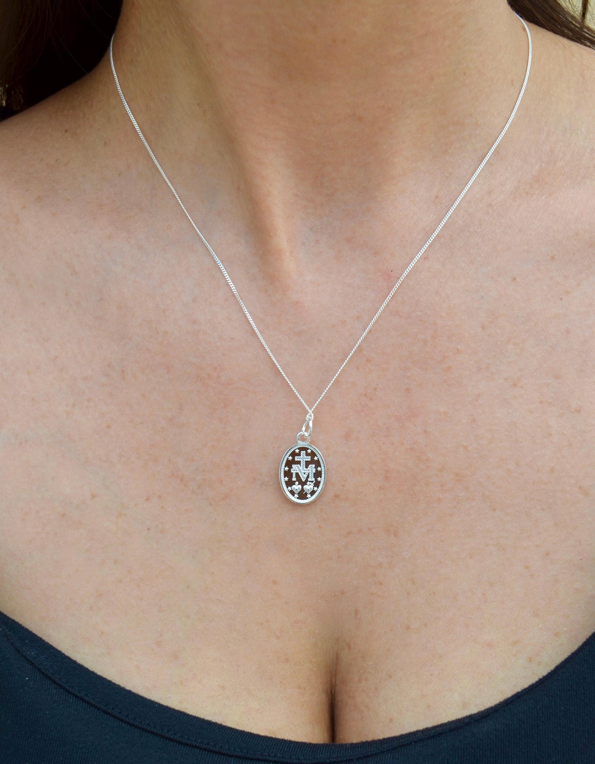 Pure 925 Sterling Silver Virgin Mary Necklace - Virgin Mary Necklace - Virgin Mary Medallion Pendant