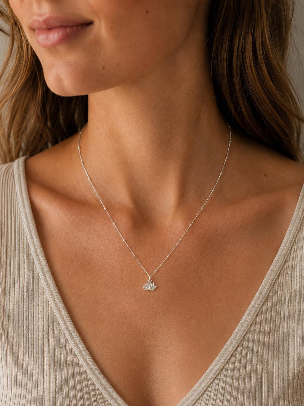 Pure 925 Sterling Silver Lotus Necklace - Dainty Lotus Necklace - Lotus Necklace