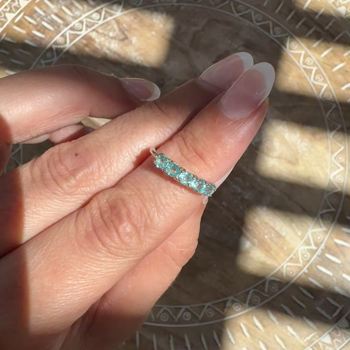 Blue Apatite 925 Silver Adjustable Ring
