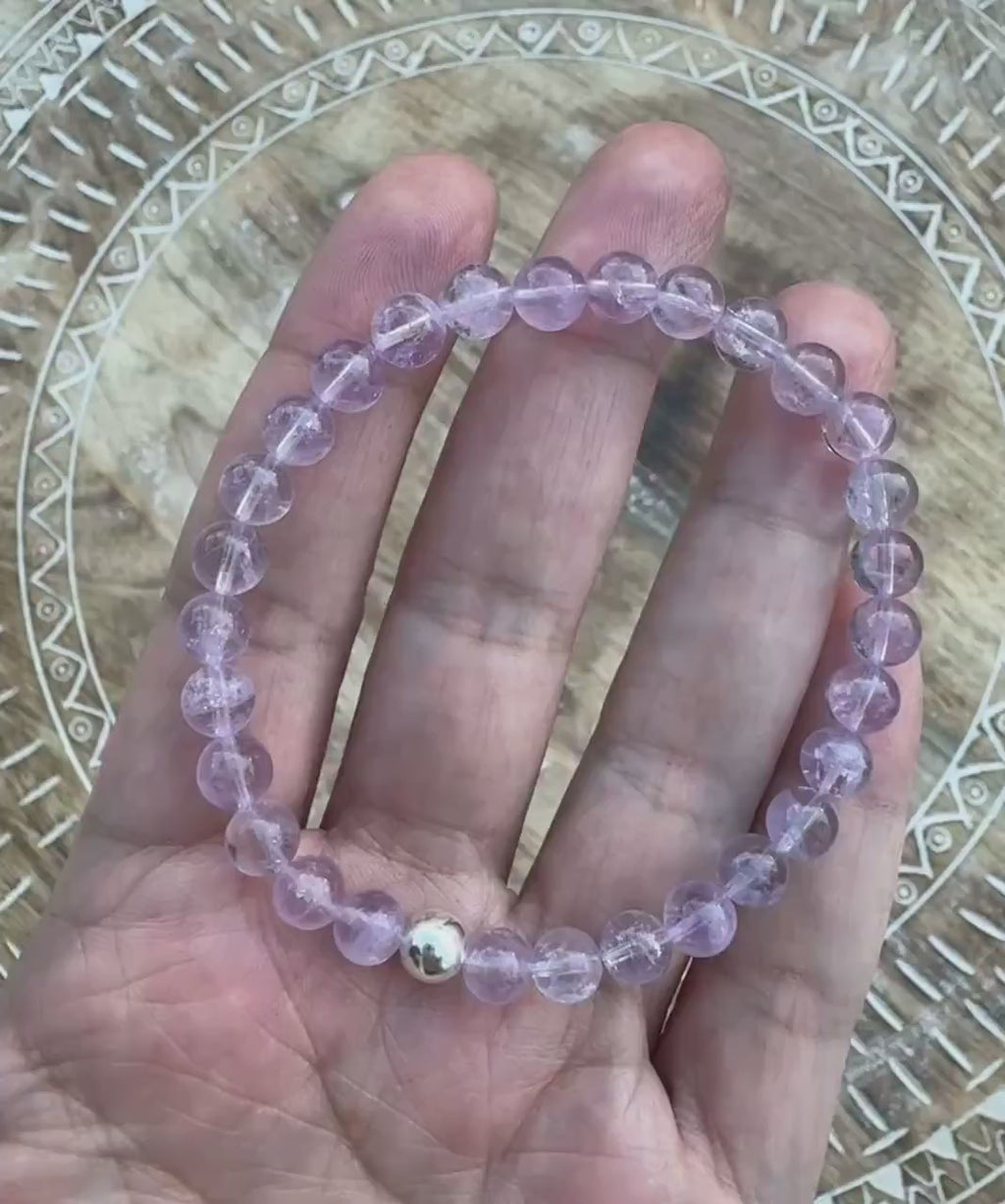 AAA+ High Quality Lavender Amethyst Bracelet with Sterling Silver - AAA+ Lavender Amethyst Bracelet - 6mm Amethyst Crystal Bracelet