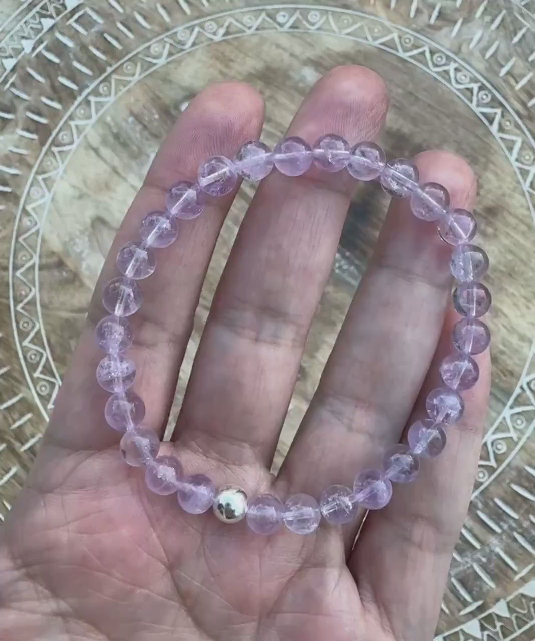 AAA+ High Quality Lavender Amethyst Bracelet with Sterling Silver - AAA+ Lavender Amethyst Bracelet - 6mm Amethyst Crystal Bracelet